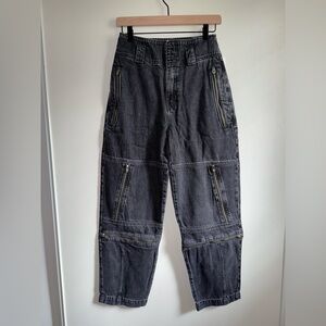 Etica Denim Jean Pant Women Size 25 Doyle Biker Black Cotton Blend Relaxed Fit